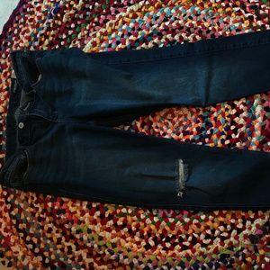 Low Rise Ripped Knee Rose Embroidery Jeans